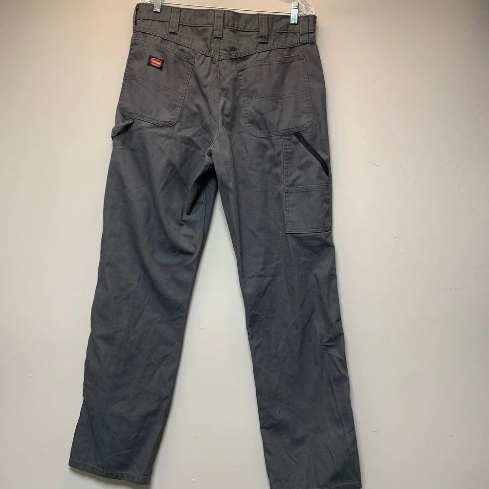 Wrangler Workwear Pants Mens 34x34 Grey Excellent Straight Canvas Carpenter